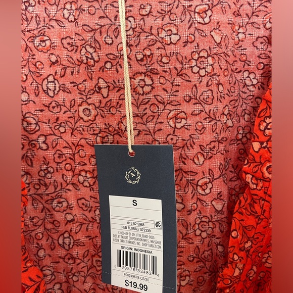 Country Cowgirl Fall Cottagecore Western Women Red Floral Wrap Ruffle Balloon S - Picture 5 of 16